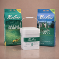 The Dream Lawn System: Bolero Sod and Seed Starter, Bolero Plus seed caddie, and Bolero Lawn Food together